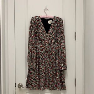 Kate Spade foil stamp black, red and gold dress